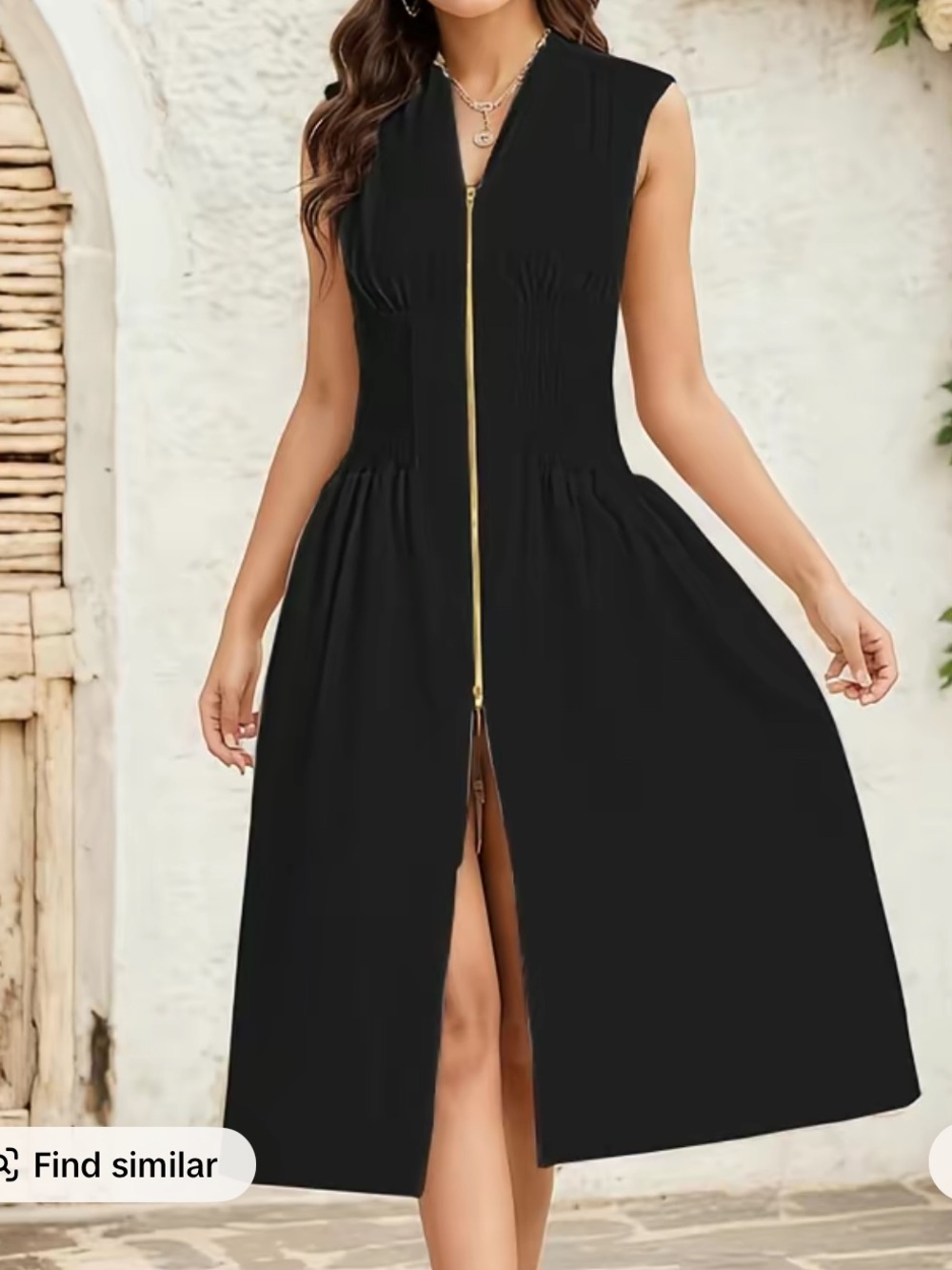 NWT GUNEST Sleeveless Black Zip-Front Midi Dress